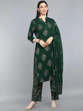 Pure Cotton Printed Kurta Pant Dupatta-VKSKD1164AB
